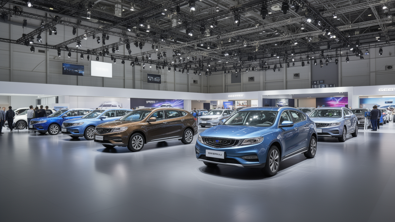 Автомобили Geely в выставочном зале